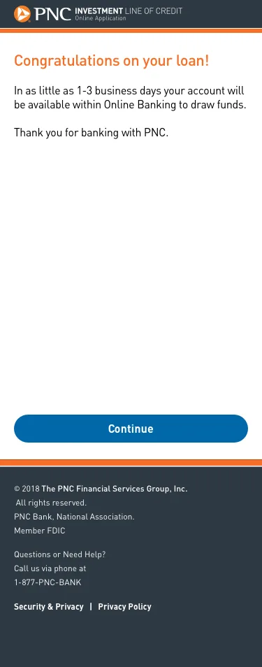 Mobile PNC lending success and confirmation state
