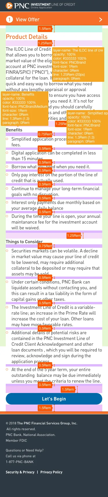 Annotated mobile offer design