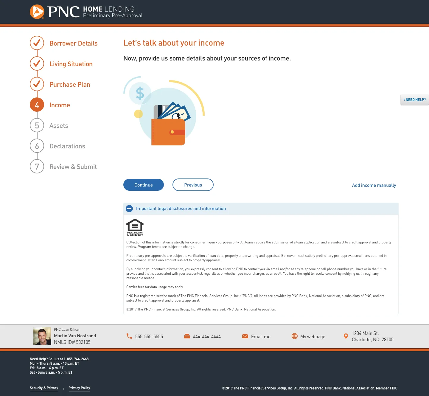 Desktop lending income step