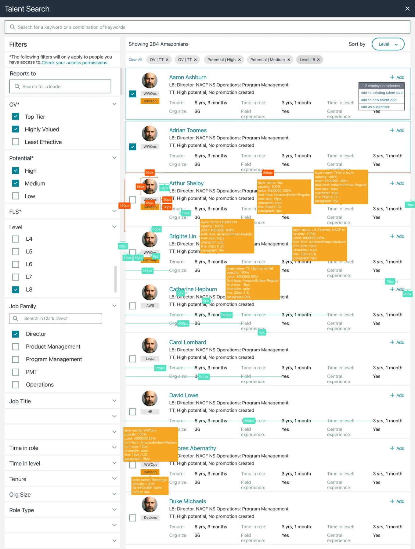 Talent Search specification sheet